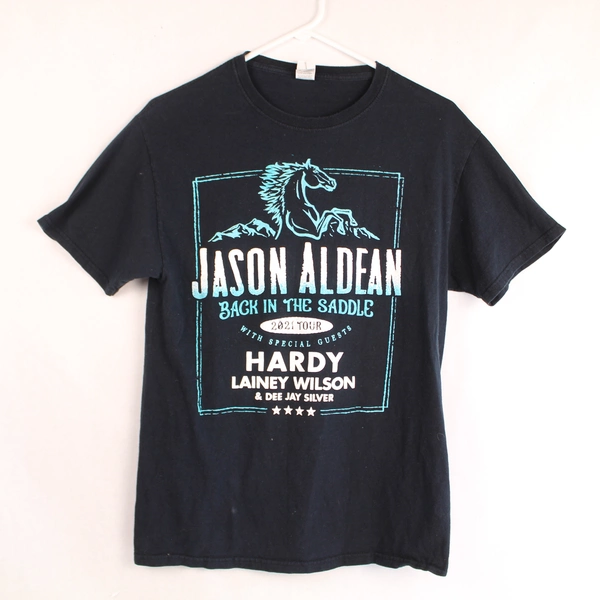 Jason Aldean Back In The Saddle Tee Shirt Women's M Fruit of the Loom