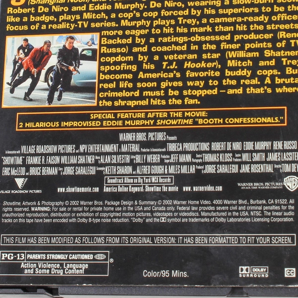 Showtime VHS 2002 Warner Bros. Robert De Niro Eddie Murphy Pre-Owned