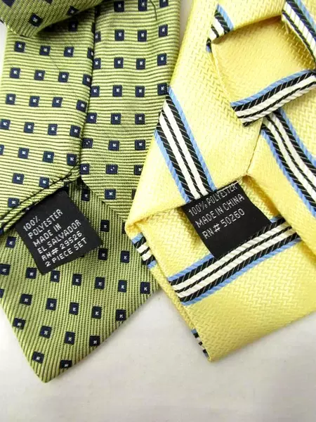 Lot of 2 Neck Ties George Yellow Blue Striped Gold Square Clip On Boys Formal