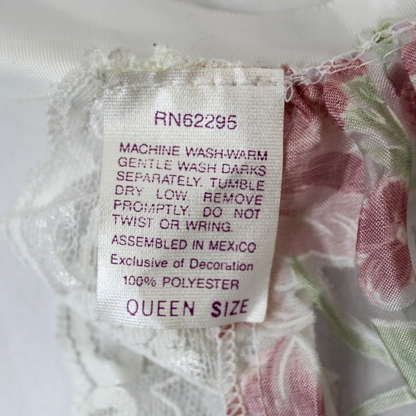 Sheer White Lace Apron with Pink Roses - Queen Size Lingerie Sleepwear