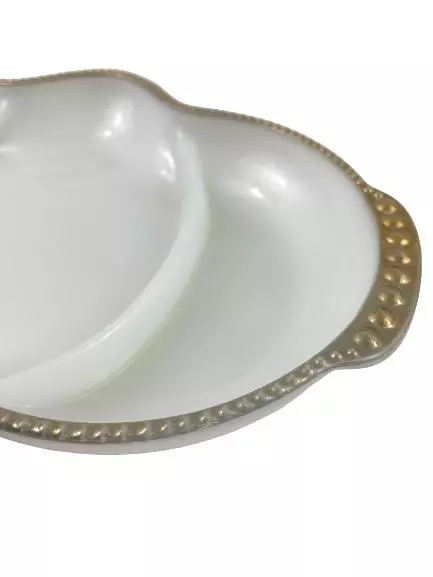 Vintage Milk Glass Anchor Hocking Fire King Divided Relish Dish