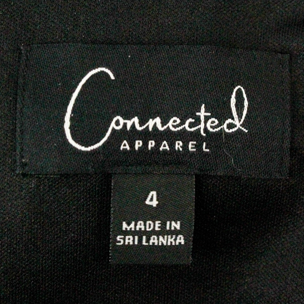 Connected Apparel Black Floral Midi Dress Sheer Sleeves Size 4 Vintage Elegant