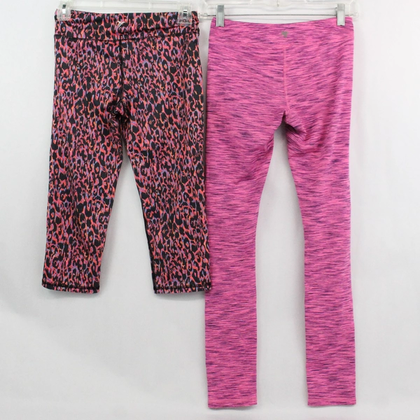 Lot of 2 Girl's Athletic Leggings Pink Patterns Old Navy Size L Vigoss Size 12