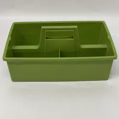 Vintage Avocado Green 3 Section Handled Storage Caddy Multipurpose
