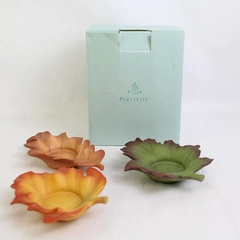 PartyLite Whispering Leaves Tealight Trio Candle Holders Fall Autumn P8535U
