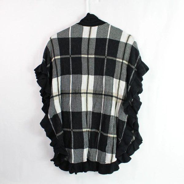 Joseph A. Women's Medium Plaid Open-Front Short-Sleeved Cardigan