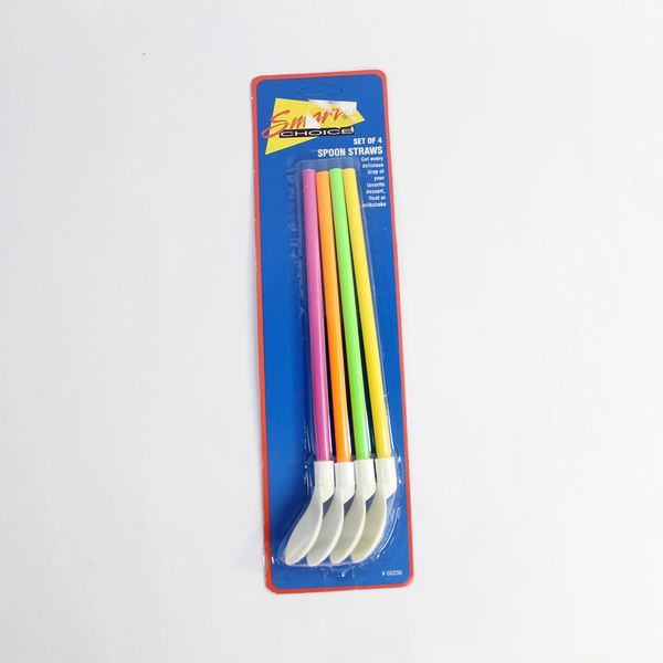 Lot of 5 Smart Choice Spoon Straws Sets - 4 Colorful Milkshake Straws New