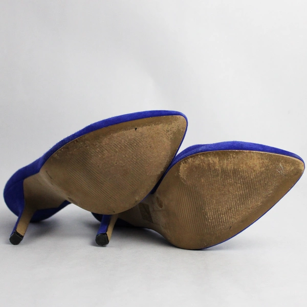 BCBG Paris Blue Faux Suede Stiletto Heels Women's Size 8.5, Pre-owned