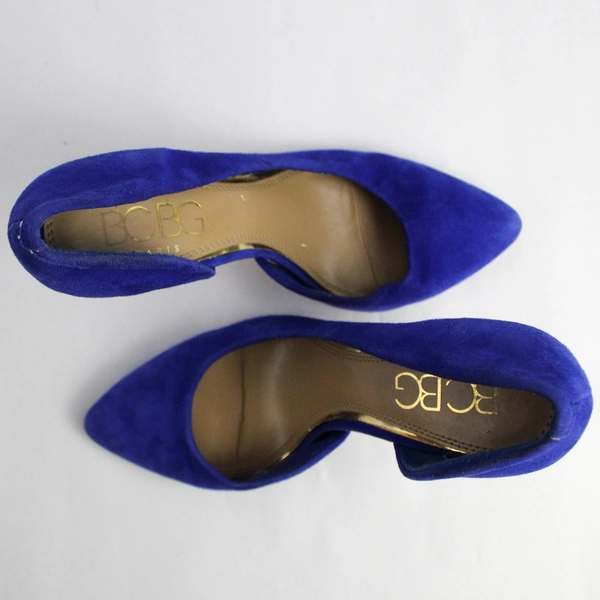 BCBG Paris Blue Faux Suede Stiletto Heels Women's Size 8.5, Pre-owned