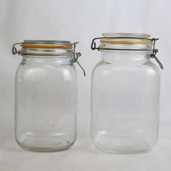 Lot of 2 Clear Glass Food Storage Canister Jars
