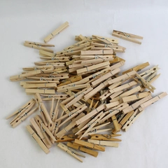 Lot of 100 Wooden Clothes Pins Spring Loaded Weathered
