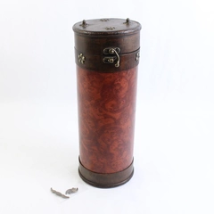 Vintage Wooden Wine Bottle Storage or Gift Box Case Holder Cylindrical
