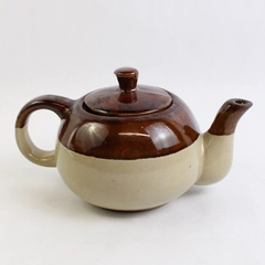 Stoneware Tri-Color Teapot With Lid 24 oz Brown