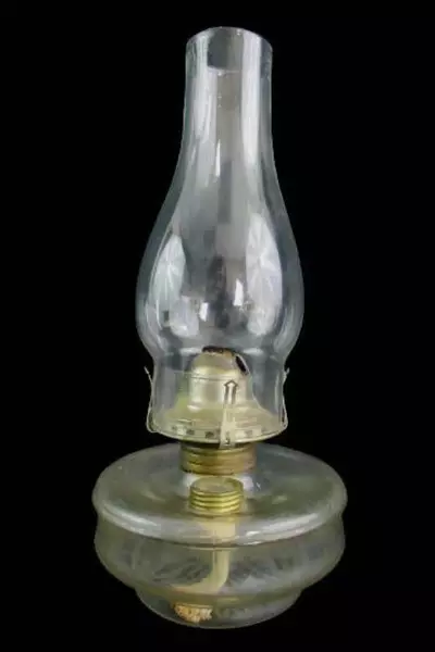 Vintage Scovill Mfg. Co. Glass Kerosene Lantern With Glass Chimney