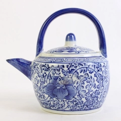 Small Teapot Hand Painted Blue & White Floral 2 Cup Capacity