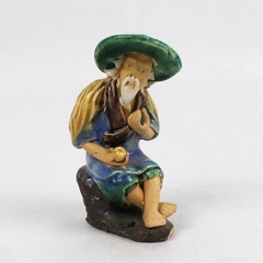 Vintage Chinese Seated Man Figurine 3.5 Inch