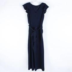 T Tahari Navy Blue Ruffle Sleeve Jumpsuit Women's Size 4