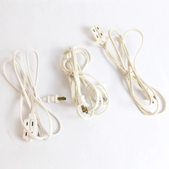 Lot of 3 White Extension Cords Includes Two 80" One 110" Cords