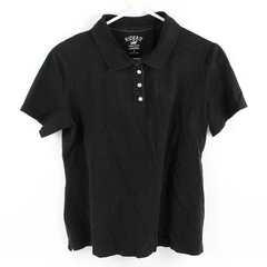 Riders by Lee Solid Black Short-Sleeved Polo Women's Size Large