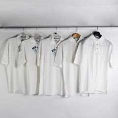 Lot of 5 White Pique Polo Shirts Men's Size Small Extreme Style 85015 NWT FLAWED