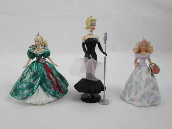 Lot of 3 Vintage 1995 Edition Hallmark Barbie Ornaments 