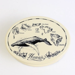 Vintage Oval Ceramic Hawaii Souvenir Trinket Box Whale Hawaiian Islands Design 