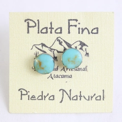 Artisanal Atacama Earrings Turquoise Stone Silver Inlay Chile Tribal Jewelry