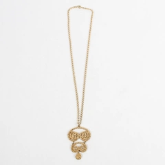 Unmarked Gold-Tone Chain Pendant Necklace 27"