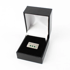 Silver Tone Safeway Service Award Pin Green Rhinestones