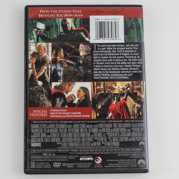 Thor DVD 2011 Marvel Studios 1 Disc