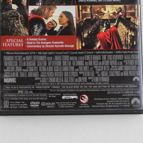 Thor DVD 2011 Marvel Studios 1 Disc