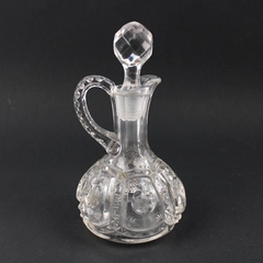 Vintage EAPG Cut Glass Cruet With Stopper Floral Panels