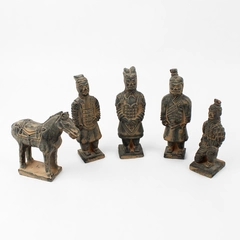 Vintage Qin Dynasty 5 Piece Chinese Terracotta Warrior Figurines Set No Box