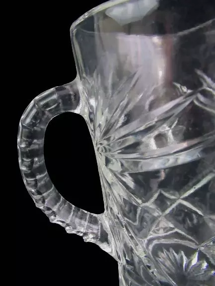 Vintage Anchor Hocking Prescut 54oz 8 Inch Glass Pitcher Hob Stars Palm Trees