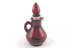 Avon Strawberry Bath Foam Empty 4 Fl Oz Ruby Red Glass Pitcher Bottle