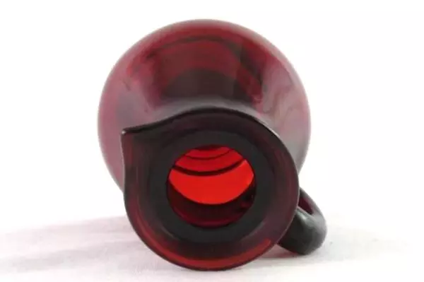 Avon Strawberry Bath Foam Empty 4 Fl Oz Ruby Red Glass Pitcher Bottle