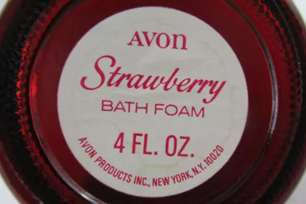 Avon Strawberry Bath Foam Empty 4 Fl Oz Ruby Red Glass Pitcher Bottle