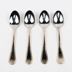 Lot of 4 Cambridge Oval Place Spoons, Carlyle Gold Stainless Steel 8"