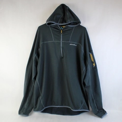 Eddie Bauer Free Heat Logo Gray Hooded 1/4 Zip Sweatshirt Men's Size TXL
