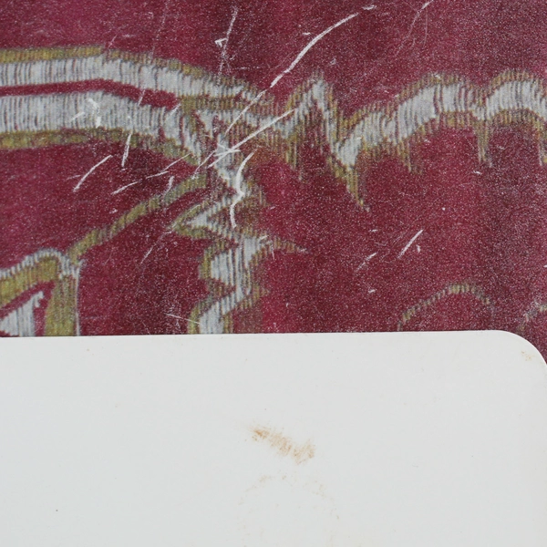 Set of 4 Vinyl Placemats With Matching Coasters Burgundy With Leaf Pattern