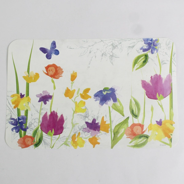 Set of 3 Counter Art Vinyl placemats By Becky Baker Floral Pattern