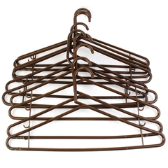 Lot of 10 Brown Plastic Tubular Clothes Hangers Standard Size With Hooks