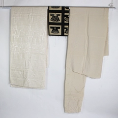3 Piece Fabric Lot in Black and Beige 7+ Yards Total