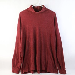 St. John's Bay Red Cotton Mock Neck Shirt Men's Size Large
