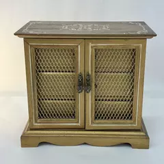 Vintage 3 Drawer Gold Wood Musical Jewelry Armoire From Japan Plays Love Story