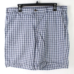 Geoffrey Beene Chino Shorts Men's Size W36 Blue Black White Plaid Cotton Shorts