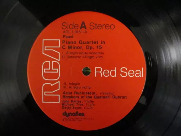 Rubinstein Guarneri Quartet Piano Quartet In C Minor 1974 Vinyl Record