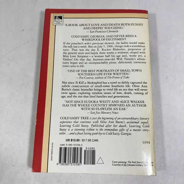 Cold Sassy Tree by Olive Ann Burns 1986 Delta Paperback - Good Condition