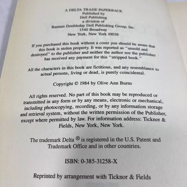 Cold Sassy Tree by Olive Ann Burns 1986 Delta Paperback - Good Condition