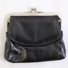 Unbranded Solid Black Leather Coin Purse Genuine Leather